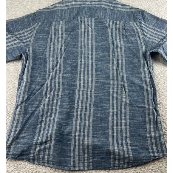 Weatherproof Vintage Washable Linen Blue Strip Button-Up Shirt Men's Large - Picture 7 of 8